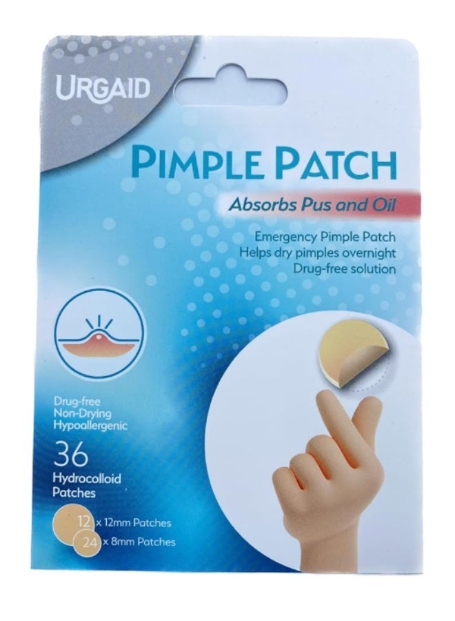 Urgaid Hydrocolloid Pimple Patch – Absorbs Pus & Oil for Faster Healing, 36 Invisible Acne Patches (12×12 mm + 24×8 mm) - Image 2